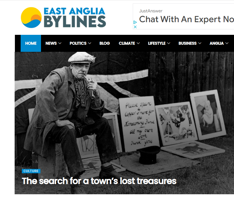 Artist on pavement featured in East Anglia Bylines
